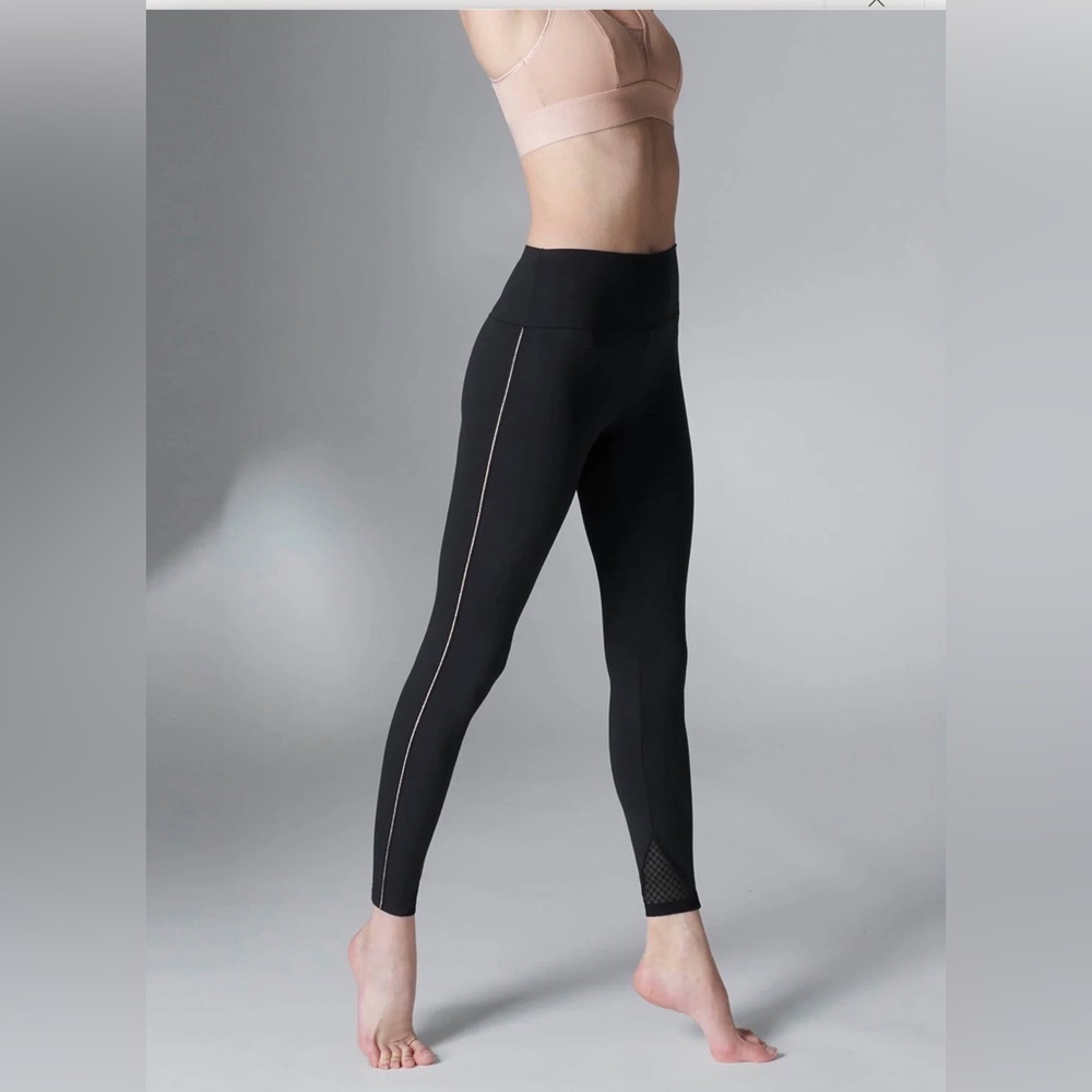 SIMONE PERELE HARMONY High-Waist Black Leggings + Contrast Side Trim Sz: 1 / XS